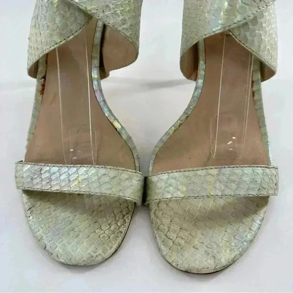 Charles David heels 7.5 green leather snake mermaidcore metallic formal prom - Picture 3 of 14